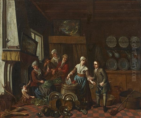 Interior Scene Oil Painting by Pieter Jacob Horemans