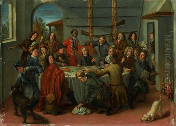 Mahl Einer Vornehmen Gesellschaft Oil Painting by Pieter Jacob Horemans