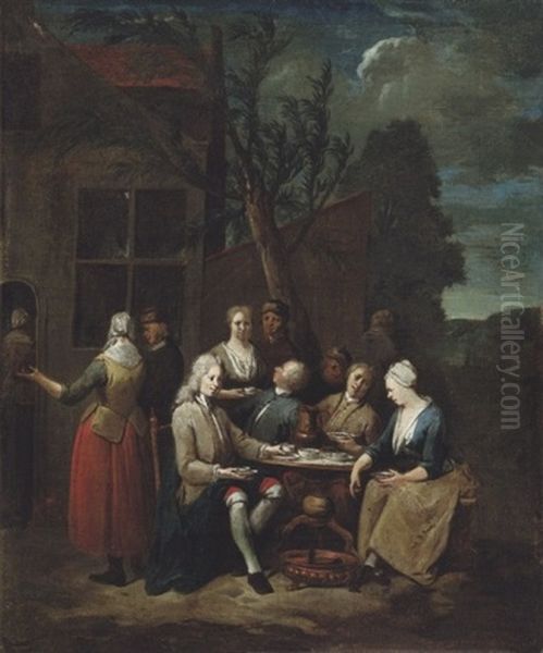 Asztaltarsasag (table Society) Oil Painting by Pieter Jacob Horemans