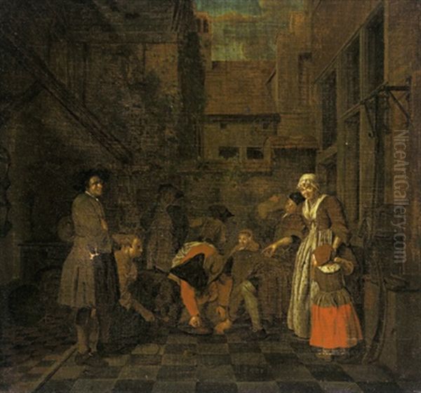 Der Streit Um Den Pfannkuchen Oil Painting by Pieter Jacob Horemans