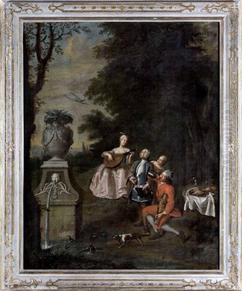 Vornehme Gesellschaft Im Park Oil Painting by Pieter Jacob Horemans