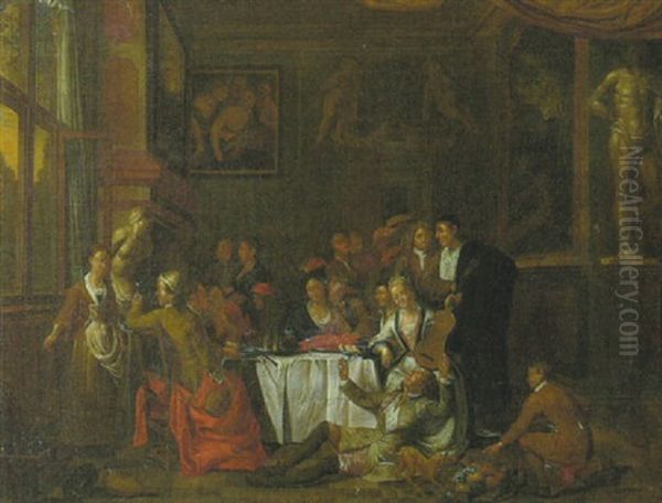 Festliches Zechgelage Oil Painting by Pieter Jacob Horemans