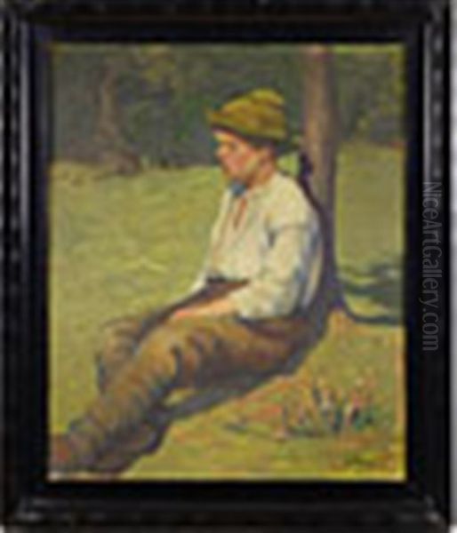 Resting Boy Oil Painting by Frantisek Horky