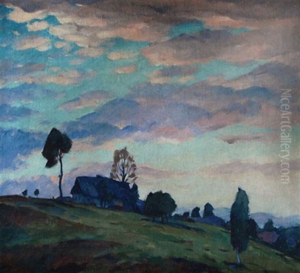 Evening Landscape Oil Painting by Frantisek Horky