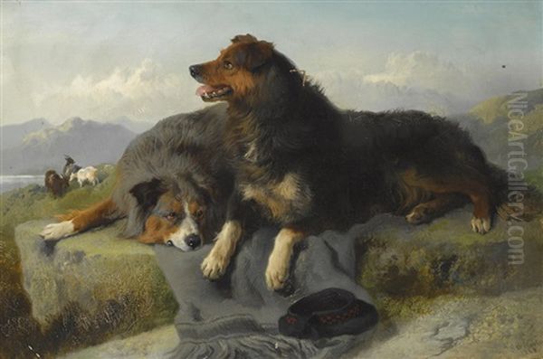 Collies Oil Painting by George William Horlor