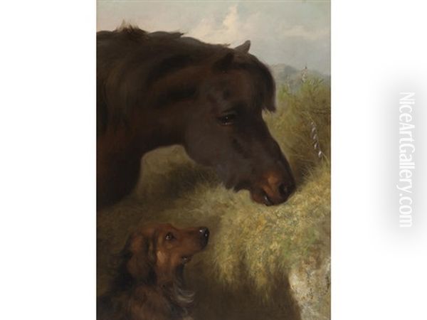 The Best Of Friends - A Pony And Dog Oil Painting by George William Horlor