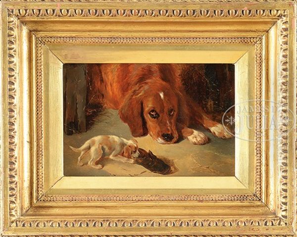 The Playful Puppy Oil Painting by George William Horlor