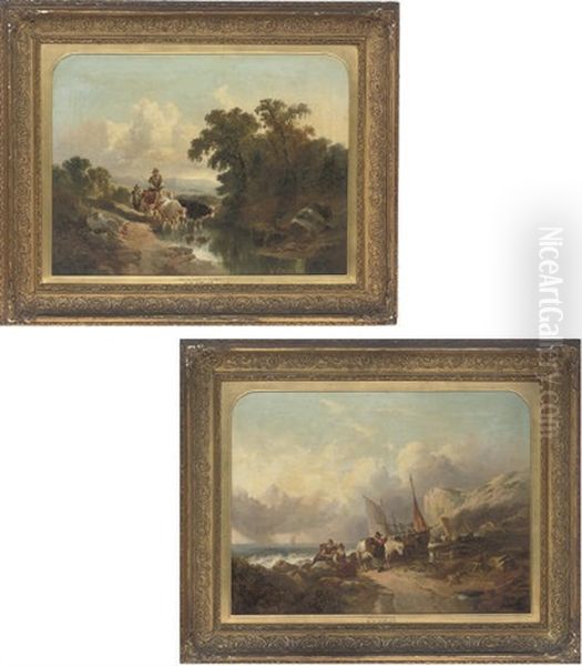 Near Abergwili, Caernarvon (+ Near Caernarvon; Pair) Oil Painting by George William Horlor