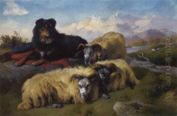 Guarding The Sheep Oil Painting by George William Horlor