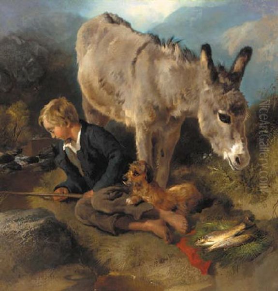 The Young Angler Oil Painting by George William Horlor