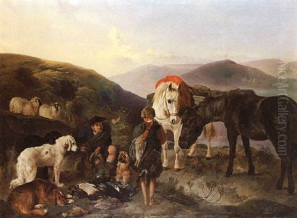 A Day's Sport In Perthshire: Preparing For The Return Oil Painting by George William Horlor