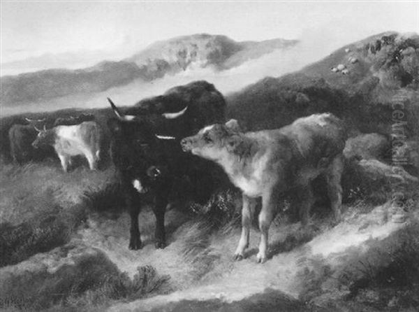 Cow And Calf by George William Horlor