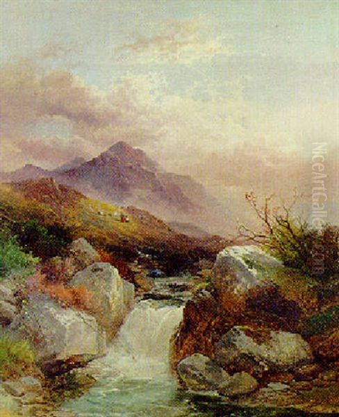 Highland River Landscape Oil Painting by George William Horlor