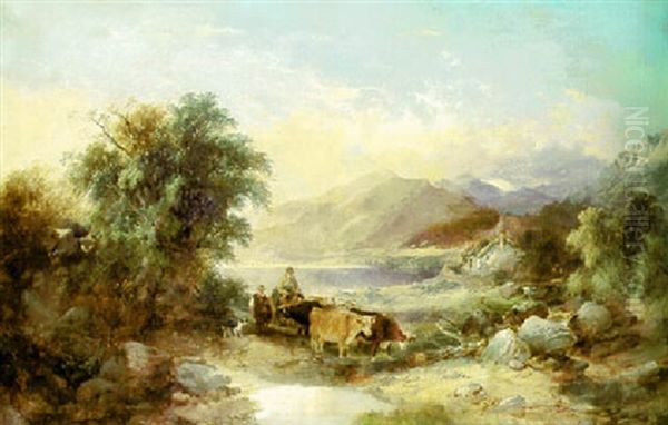 Herding Through The Highlands Oil Painting by George William Horlor