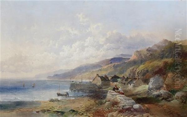 Clovelly Harbour, Devon 1860 Oil Painting by Joseph Horlor