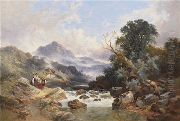 Walisische Berglandschaft Oil Painting by Joseph Horlor