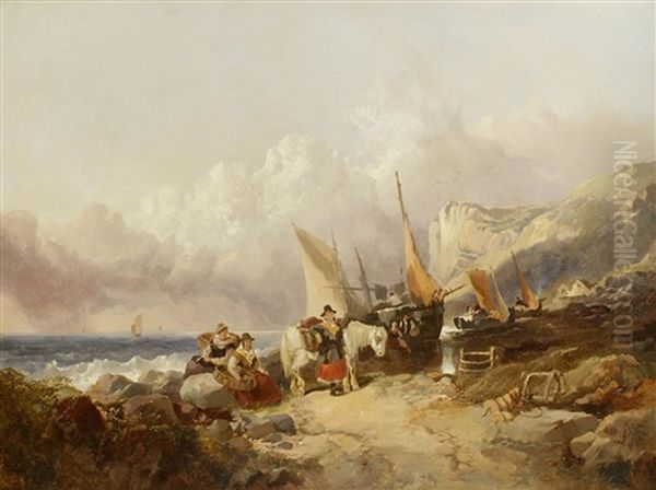 Sorting The Catch Oil Painting by Joseph Horlor