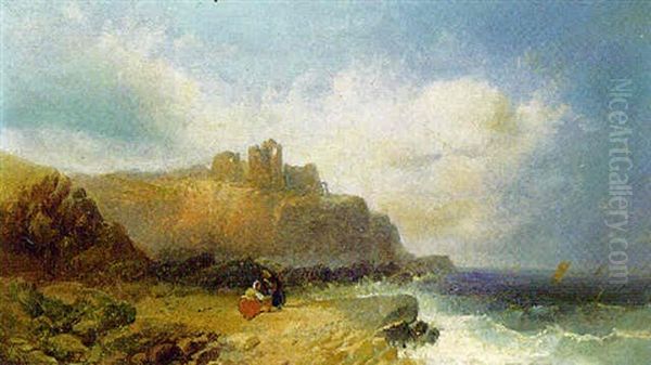 A Blustery Day, Tintagel Oil Painting by Joseph Horlor