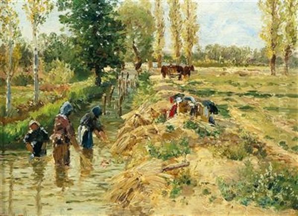 The Thatch-makers Oil Painting by Theodor von Hoermann