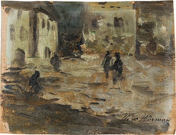 Street Scene Oil Painting by Theodor von Hoermann