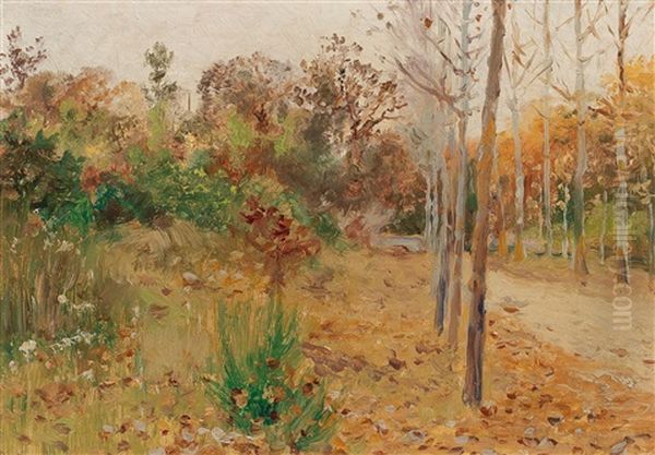 Avenue In Autumn Oil Painting by Theodor von Hoermann