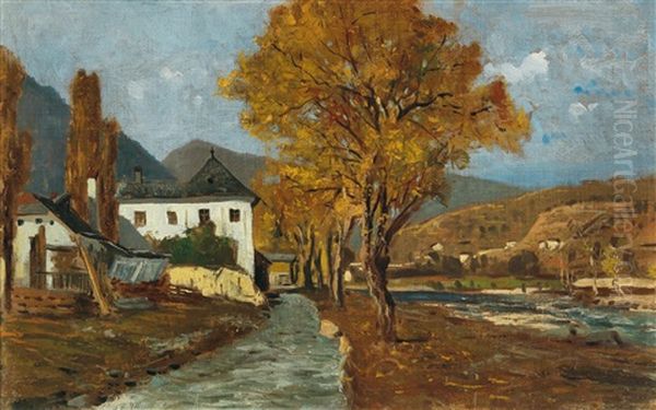 A View Of The Eisack Near Brixen Oil Painting by Theodor von Hoermann