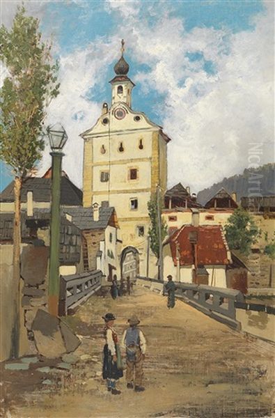 The City Gate In Gmund Oil Painting by Theodor von Hoermann