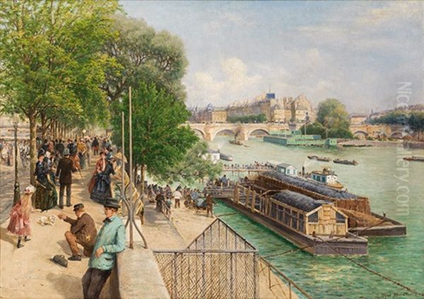 At Quai Du Louvre In Paris Oil Painting by Theodor von Hoermann