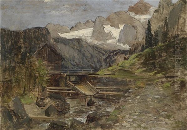 Gosaumuhle Mit Dachstein Oil Painting by Theodor von Hoermann