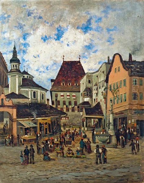 Oberer Stadtplatz In Hall by Theodor von Hoermann