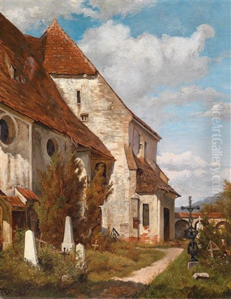 Hinter Der Dorfkirche Oil Painting by Theodor von Hoermann