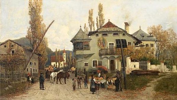 Orange Sellers Oil Painting by Theodor von Hoermann