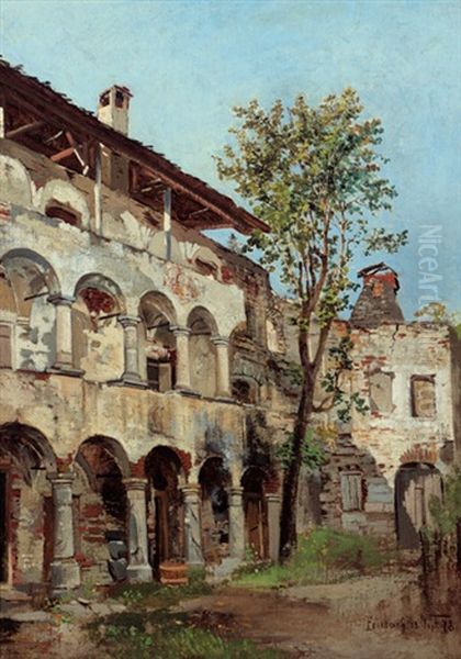 Arkadenhof In Friesach Oil Painting by Theodor von Hoermann