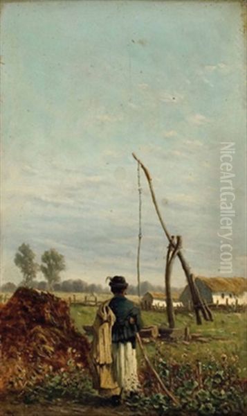 Ungarischer Bauer Vor Landwirtschaftlichem Gehoft Oil Painting by Theodor von Hoermann