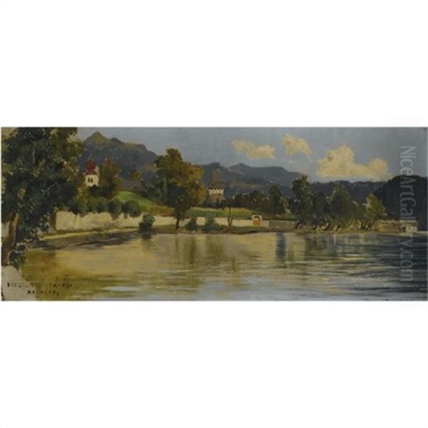 Ansicht Von Millstatt (a View Of Millstatt) Oil Painting by Theodor von Hoermann