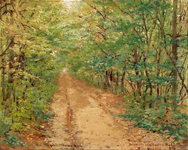 Weg Durch Einen Fruhlingswald Oil Painting by Theodor von Hoermann