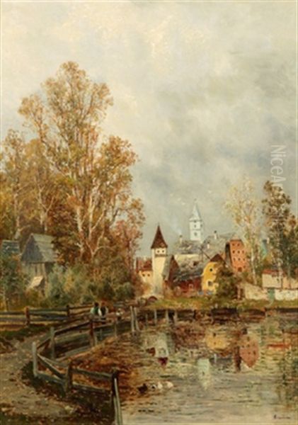 Motiv Aus Einem Niederosterreichischen Dorf Oil Painting by Theodor von Hoermann