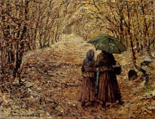 Spaziergang Im Wald Oil Painting by Theodor von Hoermann