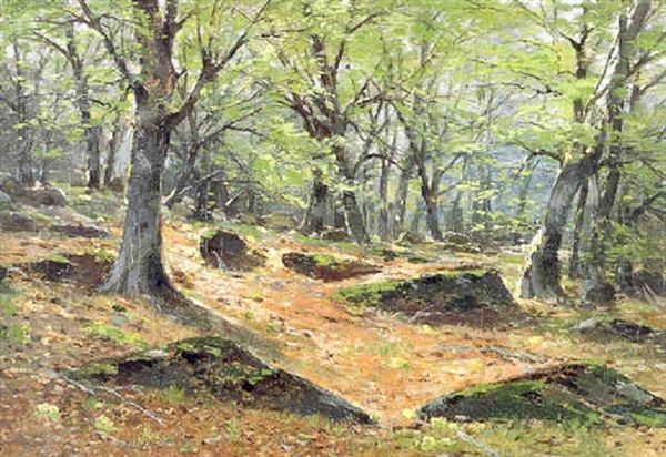 Motiv Aus Den Wienerwald Im Fruhling Oil Painting by Theodor von Hoermann