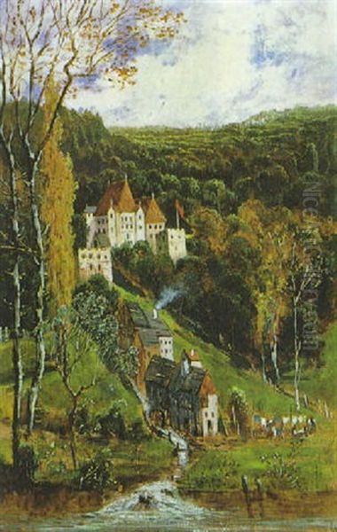 Schlos Poring Bei Pitzling Sudlich Von Landsberg/lech Oil Painting by Theodor von Hoermann