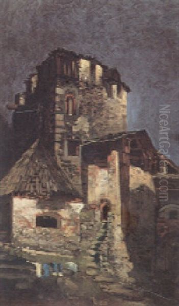 Burgruine Oil Painting by Theodor von Hoermann