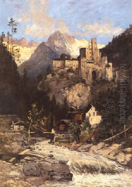 Schlos Taufers In Tirol Oil Painting by Theodor von Hoermann