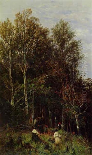 Holzsammler Im Herbstwald Oil Painting by Theodor von Hoermann