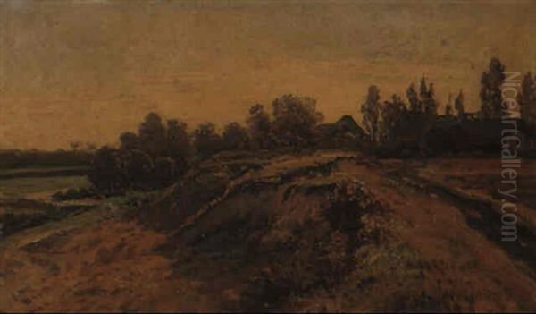 Landschaft Mit Hausern Oil Painting by Theodor von Hoermann