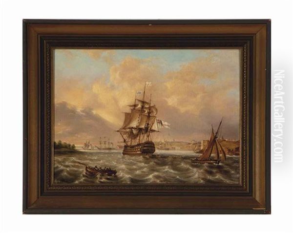 H.m.s. Brittania Oil Painting by Thomas Lyde Hornbrook