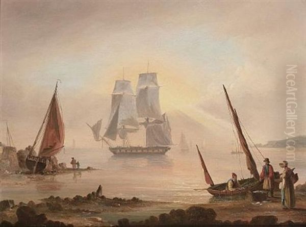 Unloading The Catch Oil Painting by Thomas Lyde Hornbrook