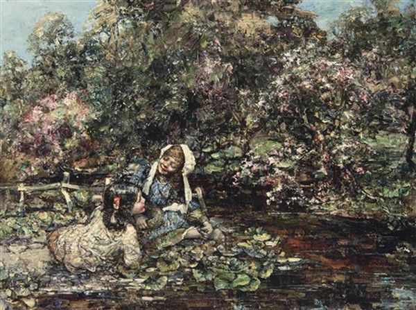 At The River Oil Painting by Edward Atkinson Hornel