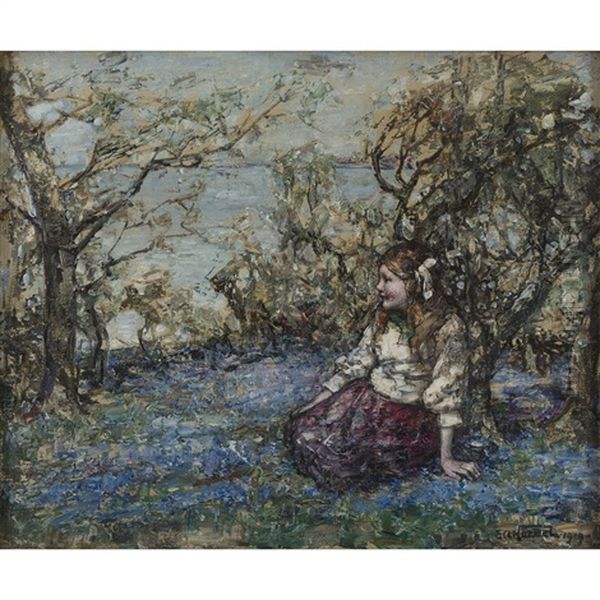 Amongst The Bluebells Oil Painting by Edward Atkinson Hornel