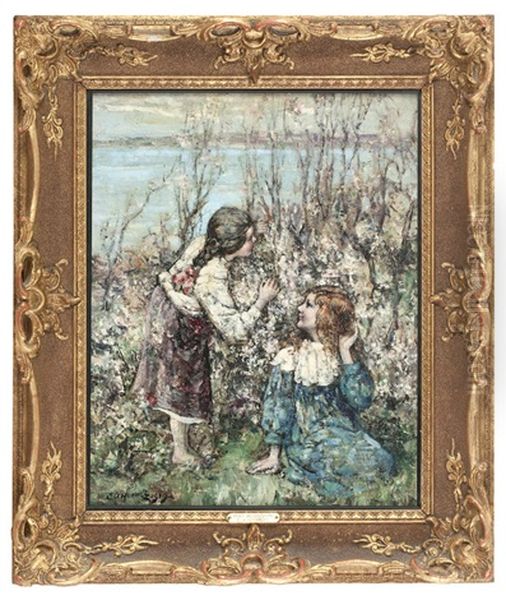 May Blossom Oil Painting by Edward Atkinson Hornel