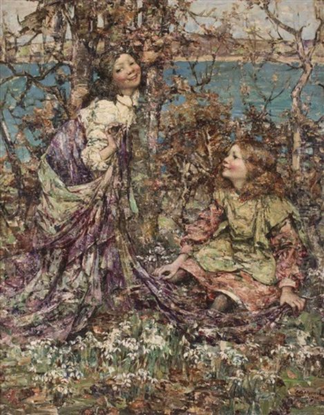 Snowdrops, Brighouse Bay Oil Painting by Edward Atkinson Hornel